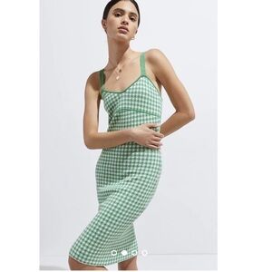 Green Gingham Midi Dress - Women Maeve Anthropologie